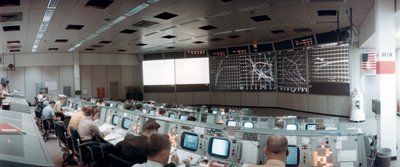 The Mission Operations Control Room in Mission Control Centre, Houston, Texas, USA by NASA Images