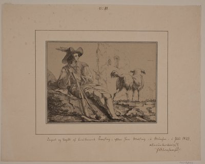 Seated Hunter and a Dog by N.B. Krossing