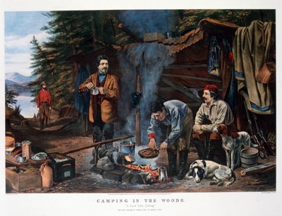 Camping in the Woods "A Good Time Coming". By Arthur Tait by N. and Ives J.M. (1824 95) Currier