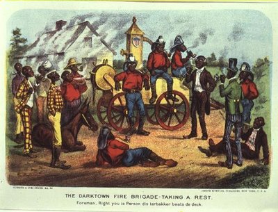 The Darktown Fire Brigade Taking a Rest by Currier and Ives