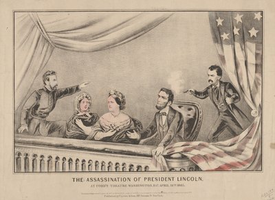 The Assassination of President Lincoln at Fords Theatre, Washington, 1865 by N. and Ives, J.M. Currier
