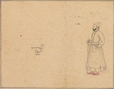 Raja Balwant Dev Singh and a Swan, c.1750-55 by Nainsukh