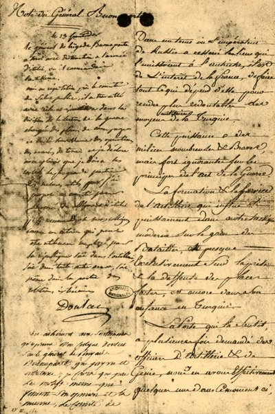 Note from General Bonaparte, 13 September 1795 by Napoleon Bonaparte I