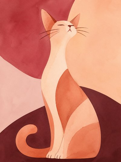 Abstract Watercolor Cat by Natalie Bruns
