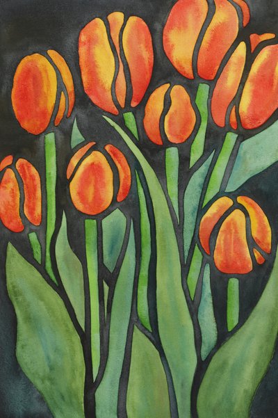 Bold Orange Tulips by Natalie Bruns