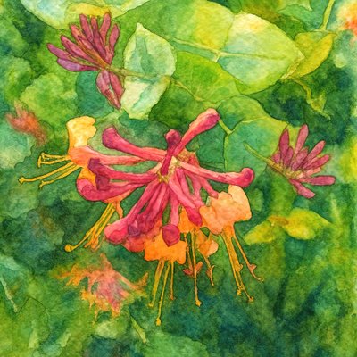 Colorful Honeysuckle Blooms by Natalie Bruns