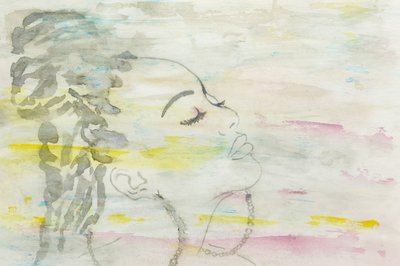Dreamy Woman Watercolor by Natalie Bruns