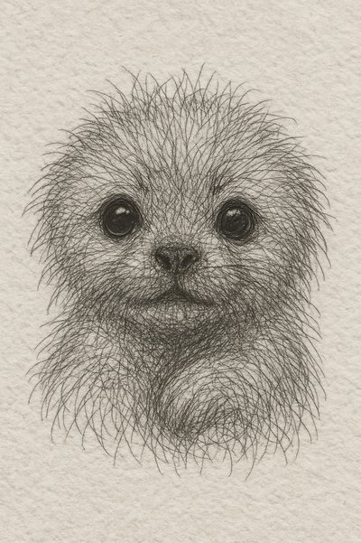 Fluffy Puppy Portrait by Natalie Bruns