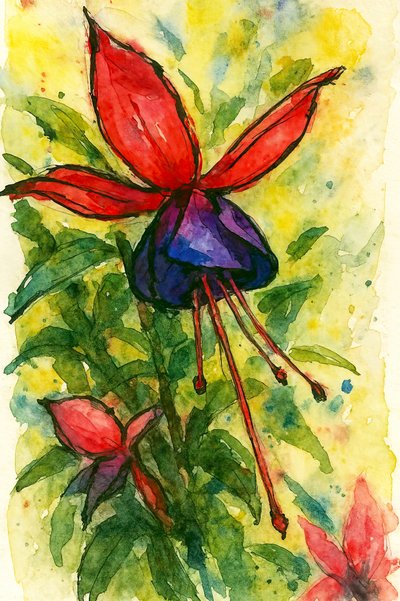 Fuchsia Watercolor Bloom by Natalie Bruns