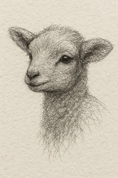 Gentle Lamb Drawing by Natalie Bruns