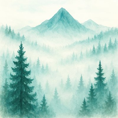 Misty Forest Mountains by Natalie Bruns
