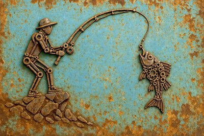 Rustic Robot Fishing by Natalie Bruns