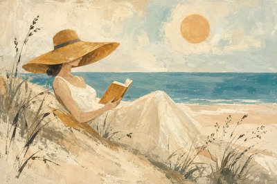 Serene Beach Reading by Natalie Bruns