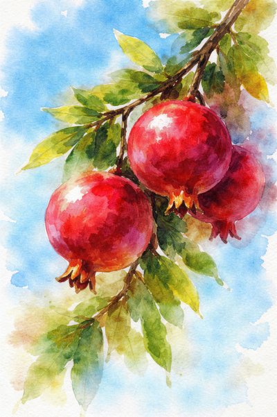 Vibrant Pomegranates Painting by Natalie Bruns