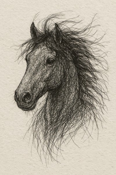 Wild Horse Sketch by Natalie Bruns