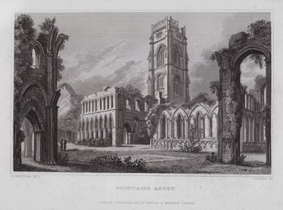 Fountains Abbey by Nathaniel (after) Whittock