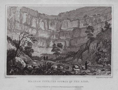 Malham Cove, the Source of the Aire by Nathaniel (after) Whittock