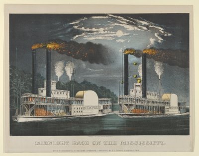 Midnight Race on the Mississippi by Currier and Ives