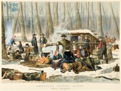 American Forest Scene - Maple Sugaring by Nathaniel Currier