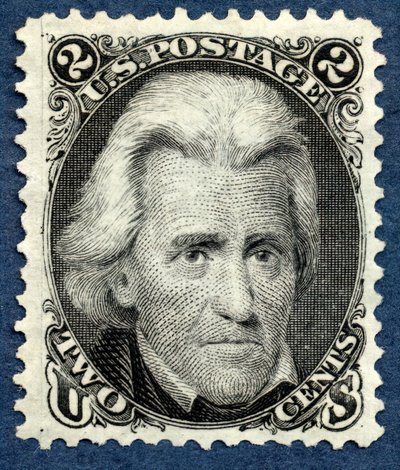 2c Andrew Jackson re-issue single by National Bank Note Company