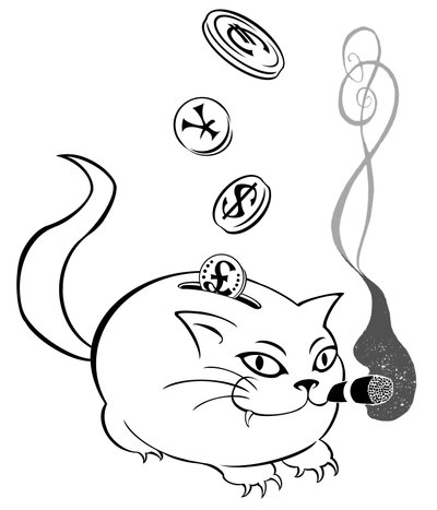 Fat Cat Piggy Bank - Allegorical Illustration of Financial Crisis by Neale Osborne