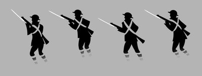World War One soldiers with bayonets - emerging from trenches by Neale Osborne