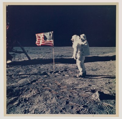 Buzz Aldrin and the U.S. Flag on the Moon by Neil Armstrong