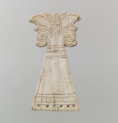 Incised Horse Frontlet Carved into the Shape of a Flowering, Volute Palmette Tree by Neo Assyrian