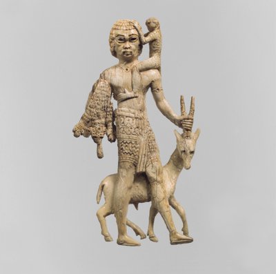 Statuette of a man with an oryx, a monkey, and a leopard skin, c.8th century BC by Neo Assyrian Neo Assyrian