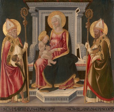 Virgin and Child Enthroned with Saints Martin of Tours and Blaise by Neri di Bicci