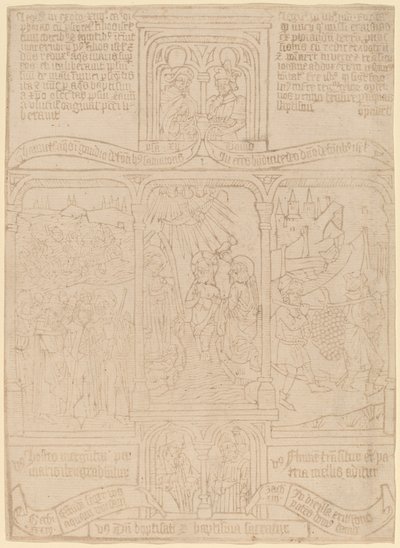 The Baptism of Christ; Pharaoh Passing through the Red Sea; Joshua and Caleb by Netherlandish 15th Century