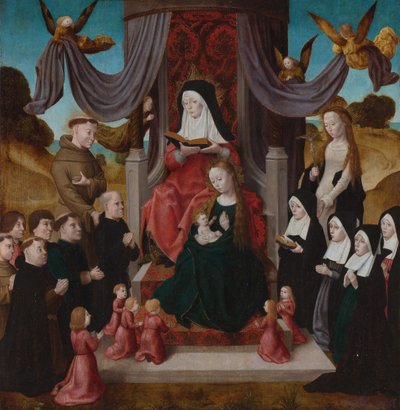 The Virgin and Child with Saint Anne, Saints Francis, Lidwina and donors, c. 1490-1 by Netherlandish Master