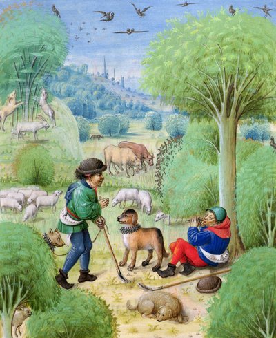 Pastoral scene, from Eclogues by Virgil by Netherlandish School