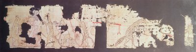Satirical Papyrus Depicting a Mouse Being Served by Cats by New Kingdom Egyptian