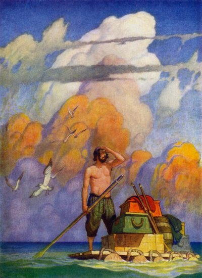 Illustration for Robinson Crusoe by Newell Convers (after) Wyeth