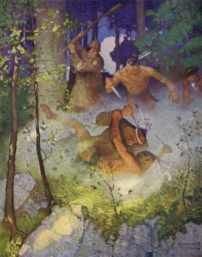 Illustration for The Last of the Mohicans by Newell Convers (after) Wyeth