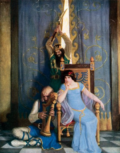 King Mark Slew the Noble Knight Sir Tristram as he Sat Harping before his Lady La Belle Isolde by Newell Convers (after) Wyeth