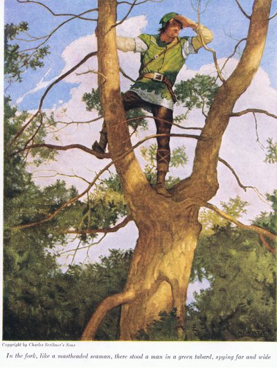 In the Fork Like a Mast Headed Seaman, There Stood a Man in a Green Tabard, Spying Far and Wide by Newell Convers Wyeth