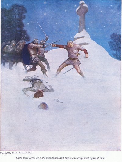 There Were Seven or Eight Assailants, and But One to Keep Head Against Them by Newell Convers Wyeth