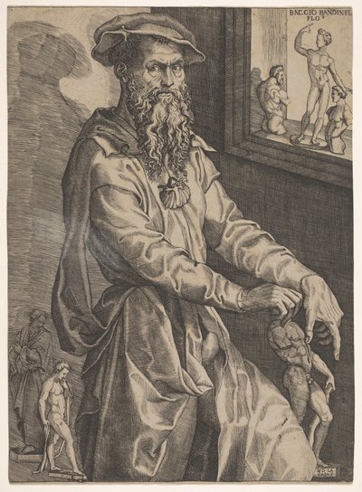Portrait of Baccio Bandinelli, in Three-Quarter Length Next to a Window Pane, ca. 1540-48 by Niccolo della Casa