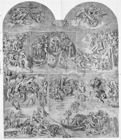 Trumpeting Angels and Damned Souls Being Pulled Down by Devils (detail) by Niccolo della Casa