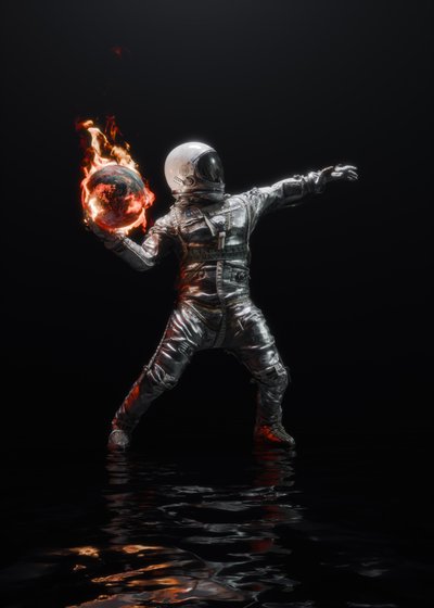 Astronaut Burning Earth by Nicebleed