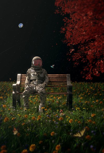 Astronaut Space Garden by Nicebleed