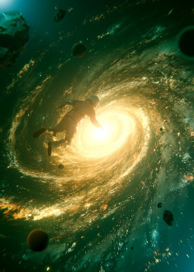 Astronaut in Galactic Swirl by Nicebleed