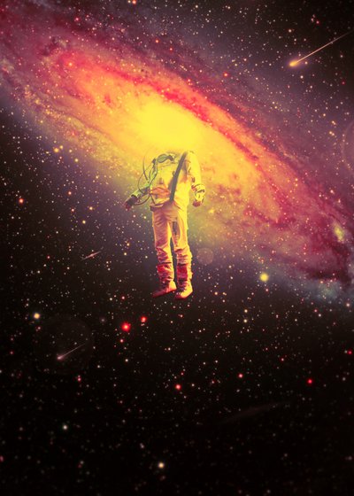 Astronaut in Vibrant Galaxy by Nicebleed