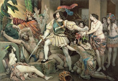 Conquest of Mexico: Hernando Cortes (1485-1547) Opposed to Human Sacrifice by Nicholas Eustache Maurin
