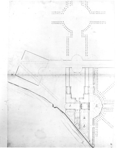 Site Plan of Scheme I, Hampton Court, 1689 by Nicholas Hawksmoor