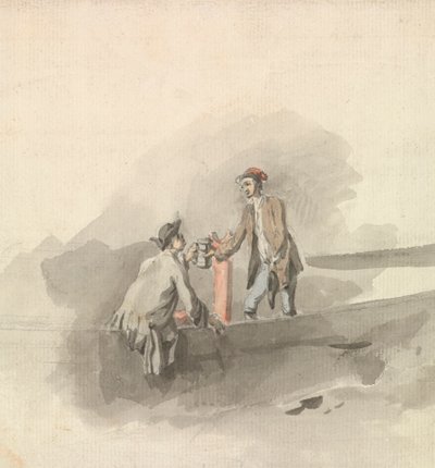 Two Men in a Boat Clinking Tankards by Nicholas Pocock