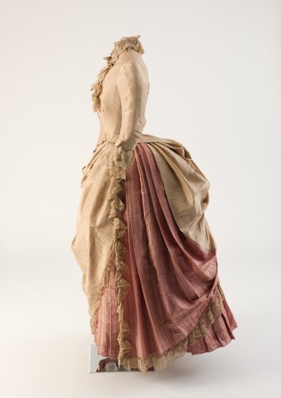 Biscuit and Rose-Coloured Silk Day Dress by Nicholson and Wordley
