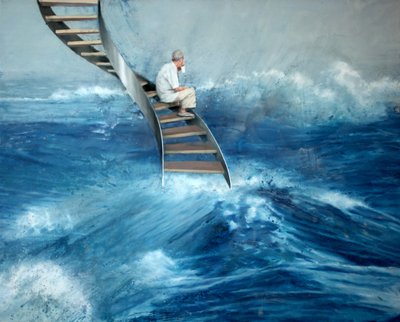 Man seated on a ladder by Nicola Pucci